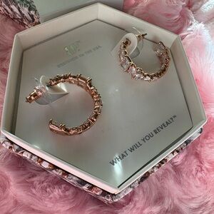 Bomb Party Diamond CZ Hoop Earrings Rose Gold Earrings